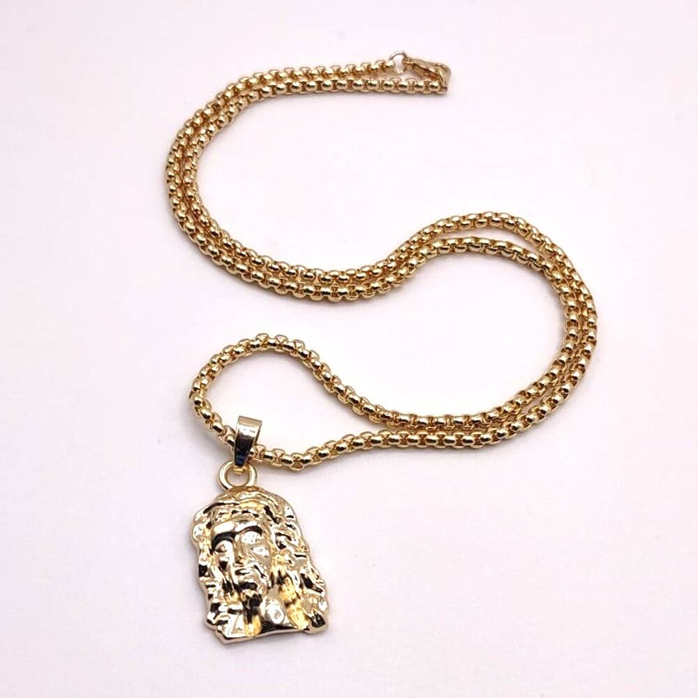 Stainless Jesus Necklace Gold Jesus Crown Thorns Head Valentines Birthday New!